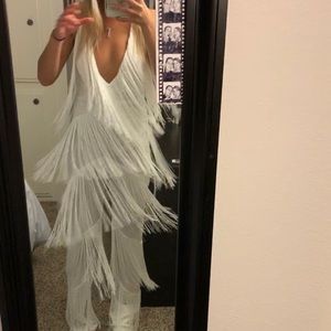 White fringe jumpsuit